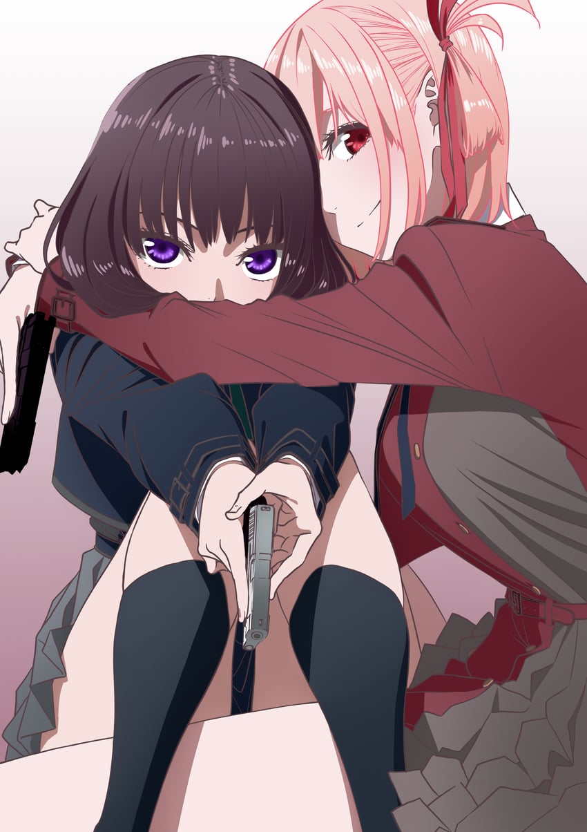 nishikigi chisato and inoue takina (lycoris recoil) drawn by ogino_jun