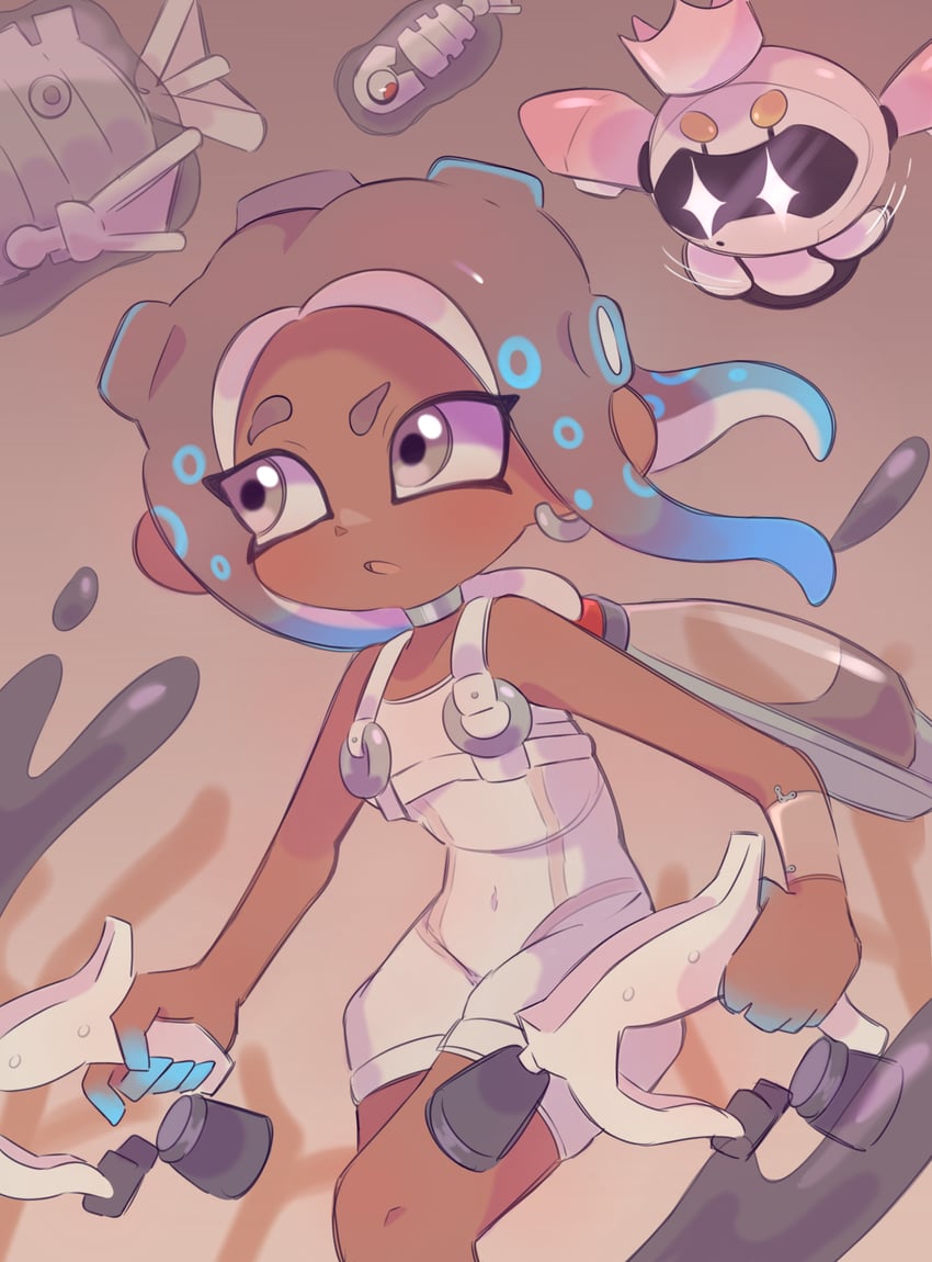 octoling player character, octoling girl, pearl, agent 8, pearl drone, and 2 more (splatoon and 2 more) drawn by fafameow