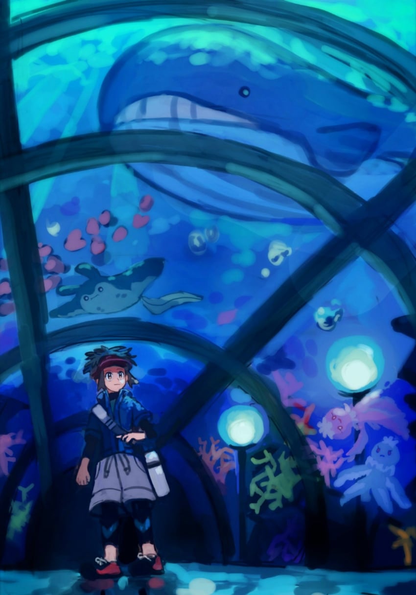 nate, luvdisc, wailord, mantine, and frillish (pokemon and 1 more) drawn by shichibee_(stm_mimi)