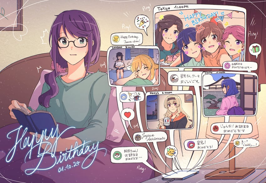saijou claudine, tendou maya, daiba nana, aijou karen, tsuyuzaki mahiru, and 4 more (shoujo kageki revue starlight) drawn by sapphi_(sky_dreamsky)