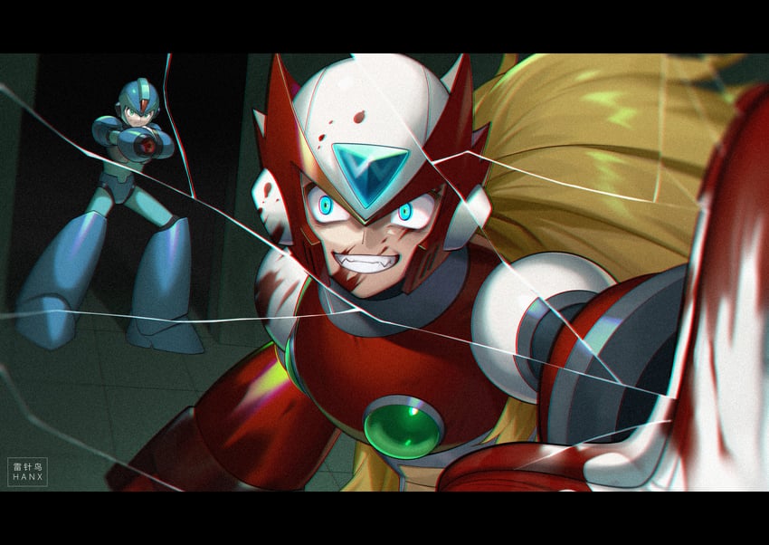 zero and x (mega man and 1 more) drawn by buzzsaw_(6631455)