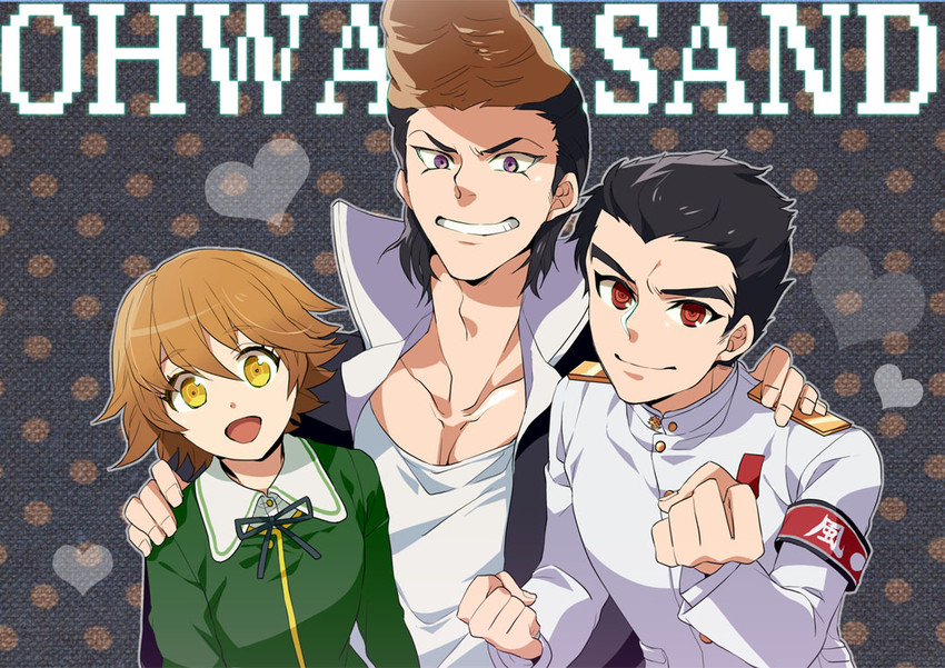 fujisaki chihiro, ishimaru kiyotaka, and owada mondo (danganronpa and 1 more) drawn by azyako
