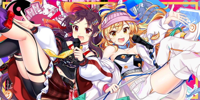 hakurei reimu and kirisame marisa (touhou and 1 more) drawn by rotte_(1109)