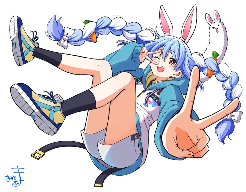 usada pekora and don-chan (hololive) drawn by kiritoma