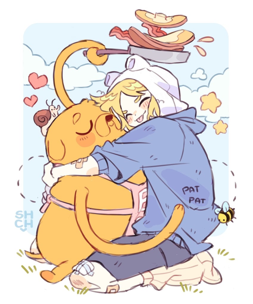 finn the human and jake the dog (adventure time) drawn by sharpycharot