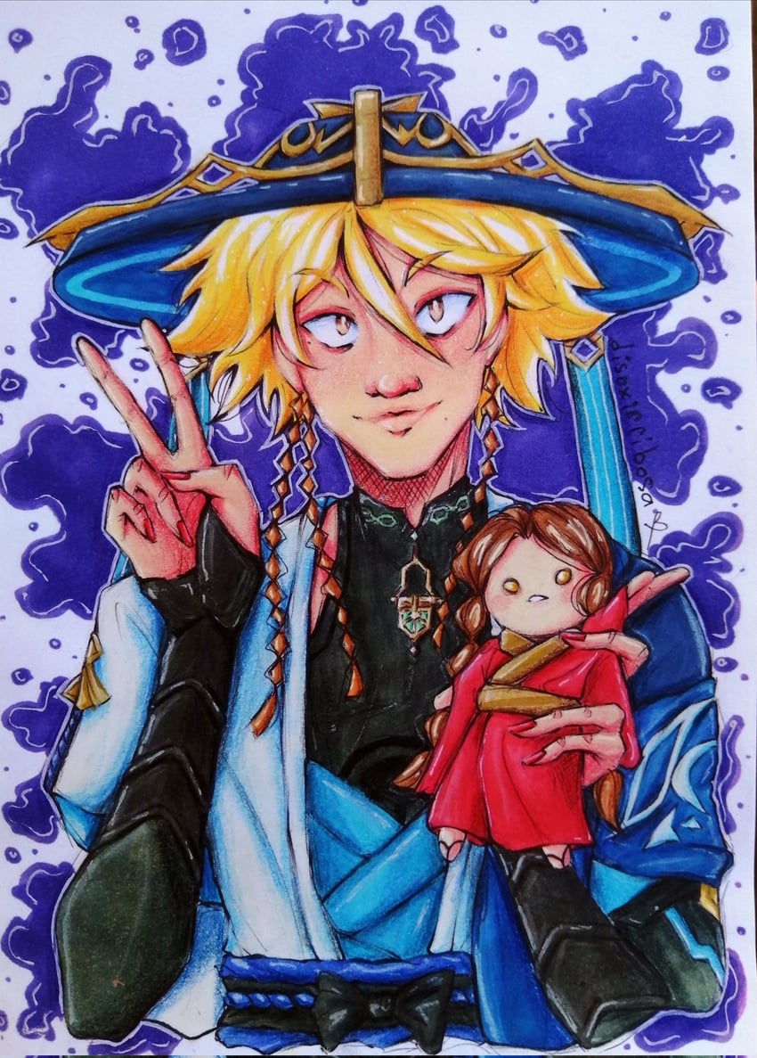 scaramouche, wanderer, alicein mikuni, and kakihara tetsuya (genshin impact and 1 more) drawn by disoxirribosa
