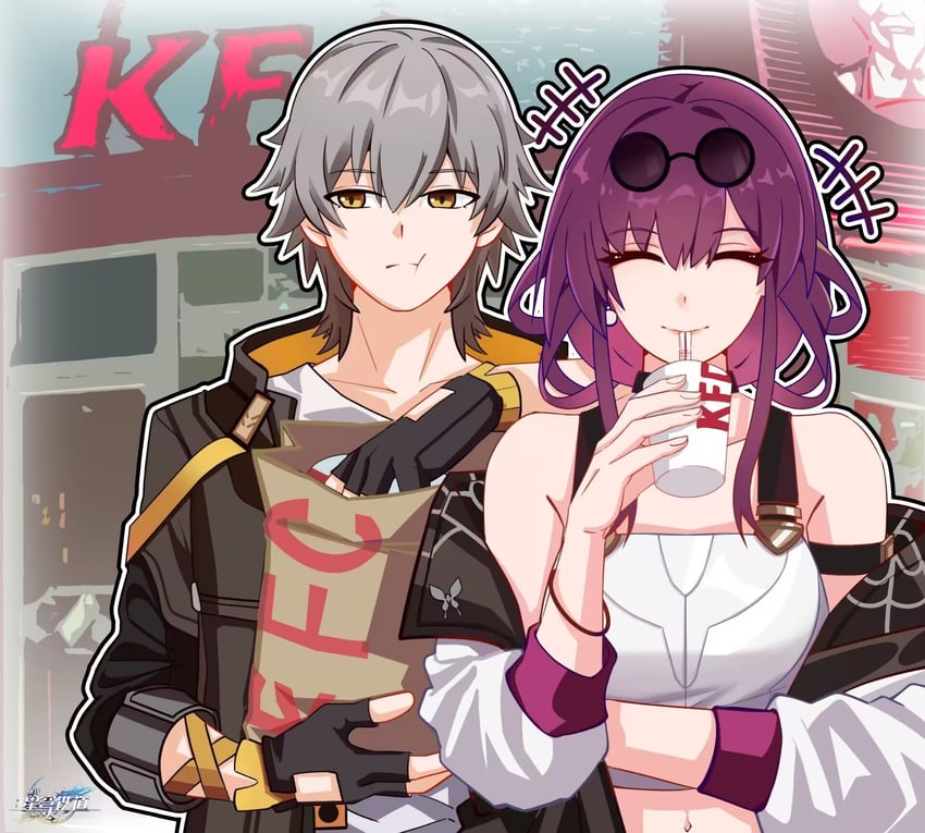 trailblazer, kafka, and caelus (honkai and 2 more) drawn by banjiegang