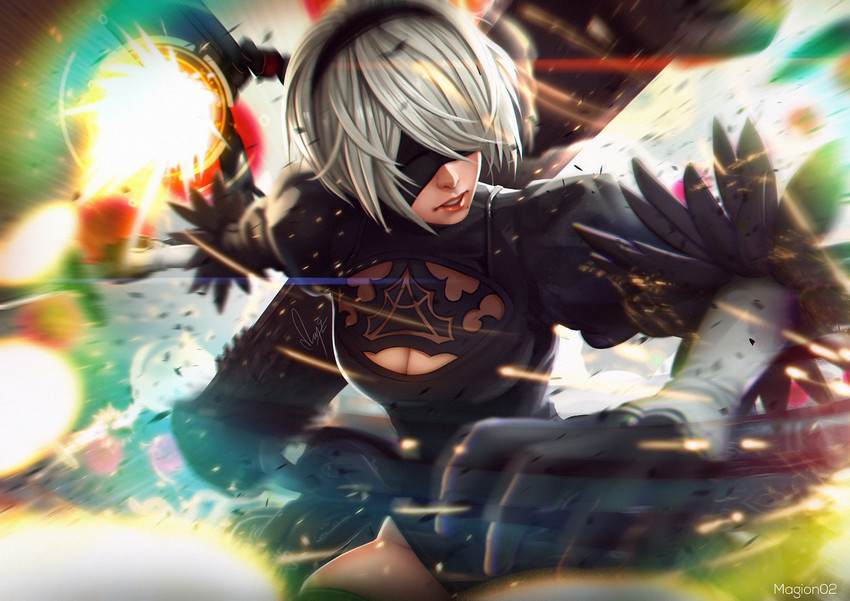 2b and pod (nier and 1 more) drawn by magion02