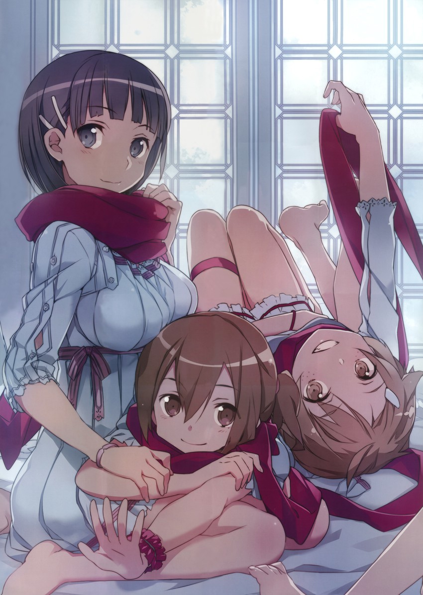kirigaya suguha, silica, and lisbeth (sword art online) drawn by bunbun