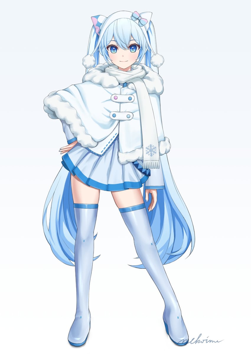 hatsune miku and yuki miku (vocaloid) drawn by nekoinu_bamboo