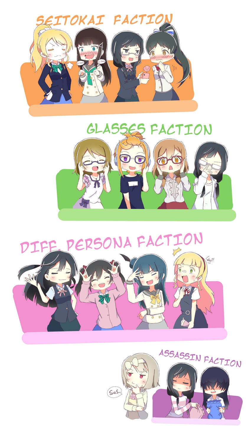 sonoda umi, yazawa nico, ayase eli, tsushima yoshiko, koizumi hanayo, and 8 more (love live! and 4 more) drawn by pikaotaku