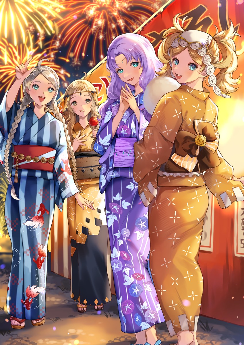 nina, ophelia, lissa, and florina (fire emblem and 3 more) drawn by wawatiku