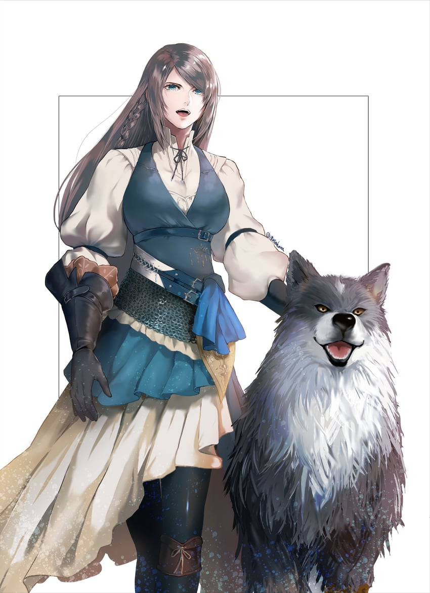 jill warrick and torgal (final fantasy and 1 more) drawn by igusaharu