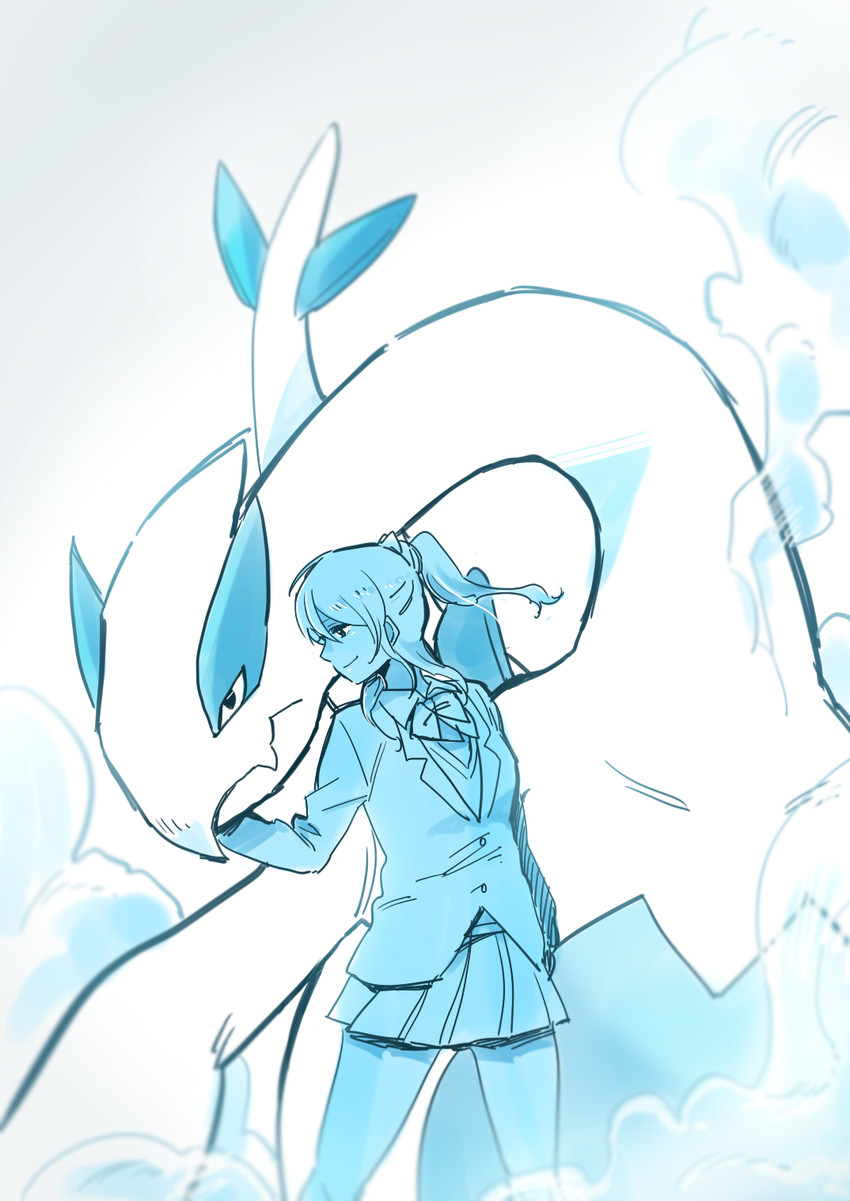 ayase eli and lugia (pokemon and 2 more) drawn by pito_(sh02327)