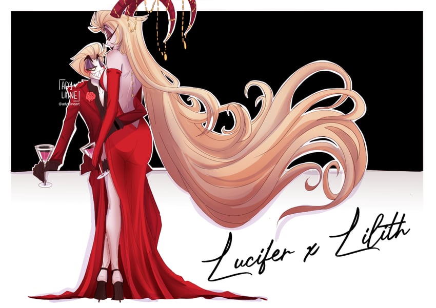 lucifer morningstar and lilith (hazbin hotel) drawn by adylaineart
