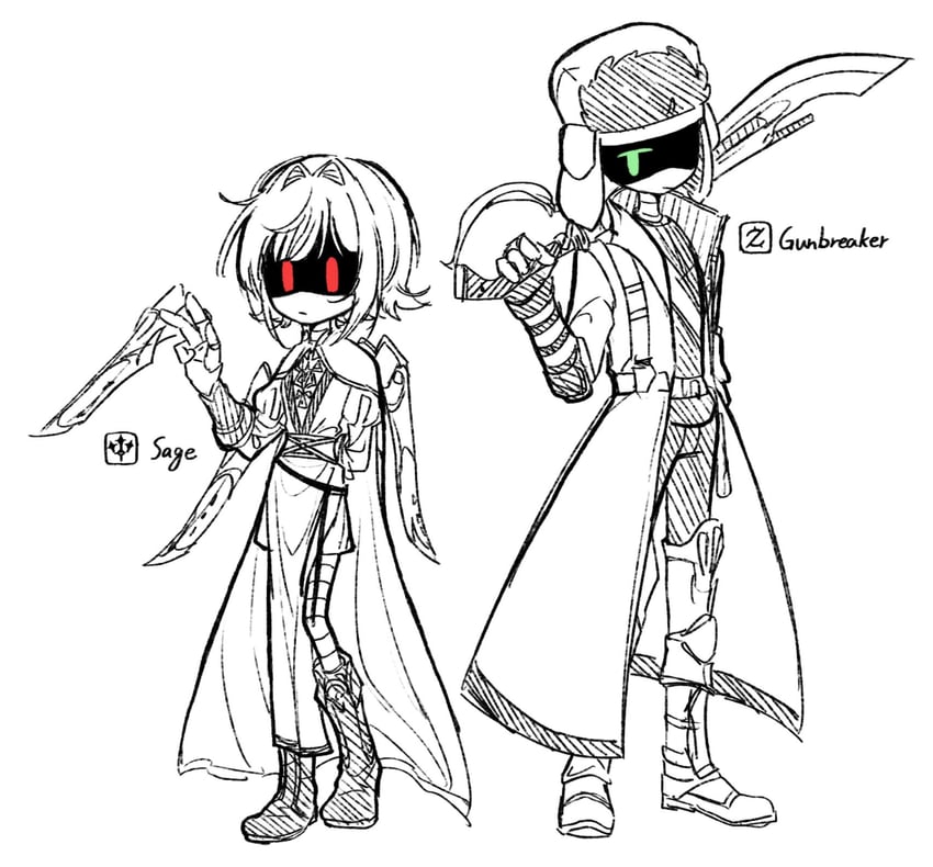 gunbreaker, sage, yeva, and doll's father (final fantasy and 2 more) drawn by aida_(aidacamelia0516)
