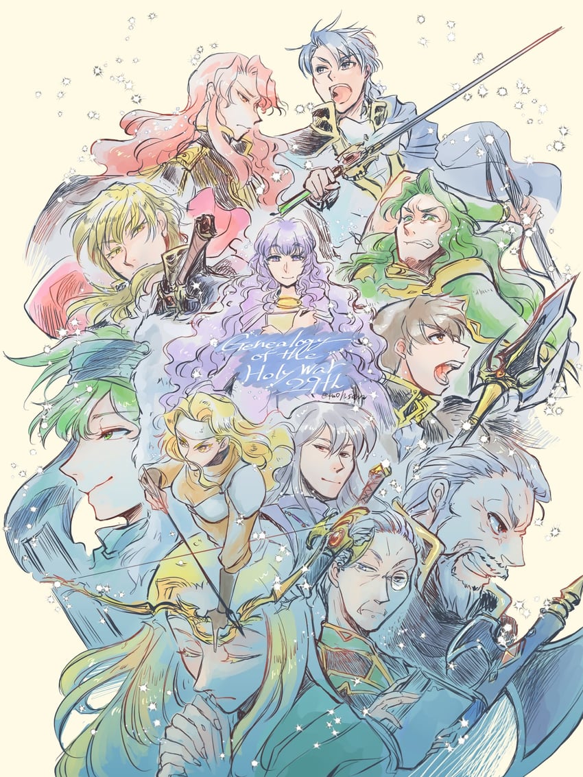 sigurd, deirdre, brigid, quan, shannan, and 5 more (fire emblem and 1 more) drawn by kuohsan