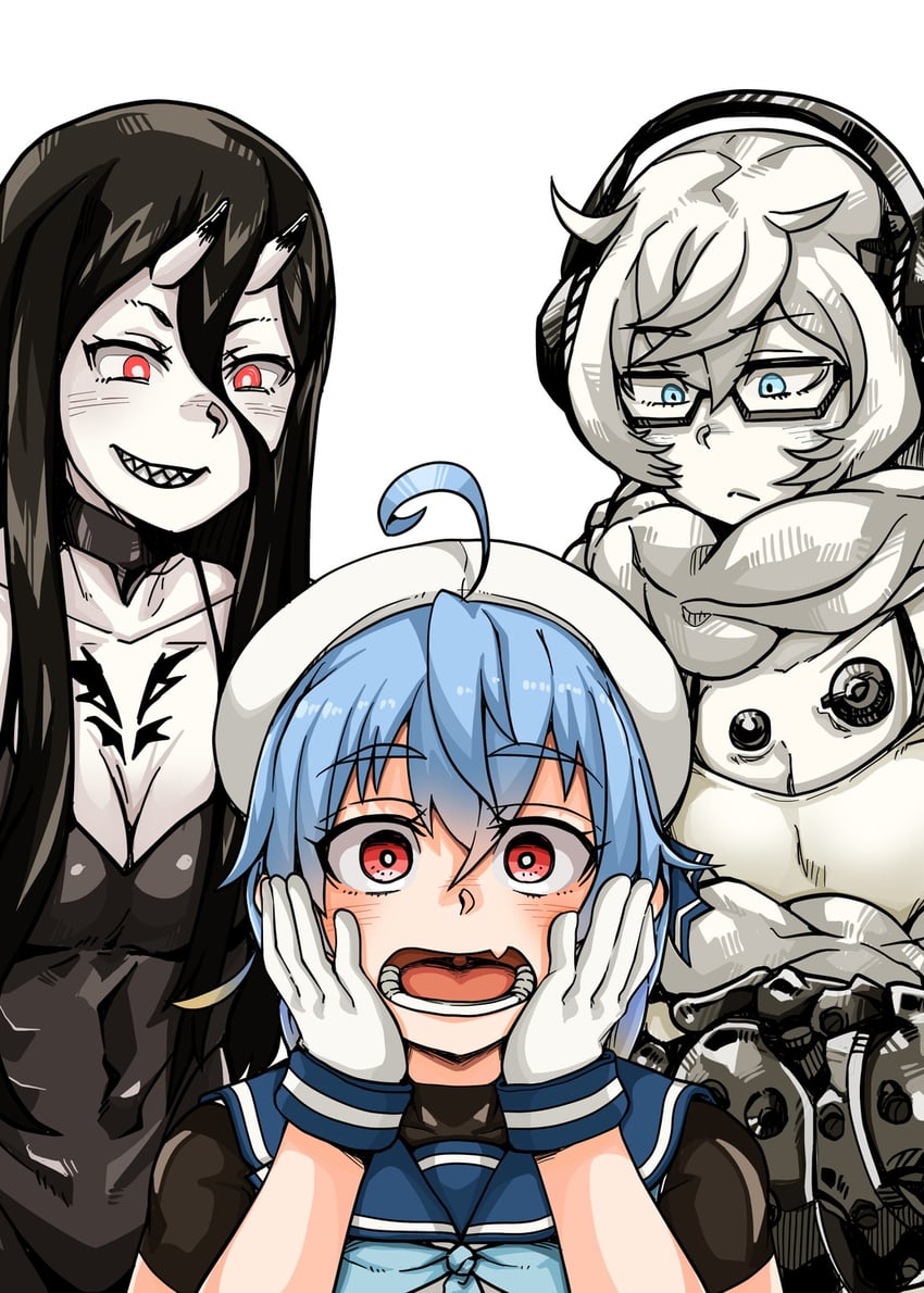 battleship princess, sado, and supply depot princess (kantai collection and 1 more) drawn by takasugi_heppu