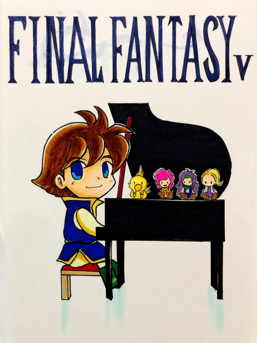 lenna charlotte tycoon, faris scherwiz, bartz klauser, krile mayer baldesion, and boco (final fantasy and 1 more) drawn by hio-sazanami