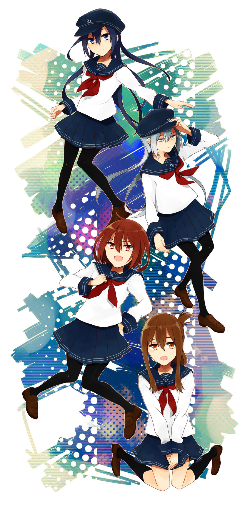 hibiki, inazuma, ikazuchi, and akatsuki (kantai collection) drawn by hinachicrm