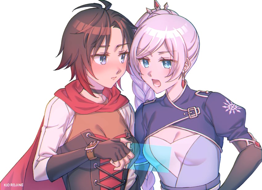 ruby rose and weiss schnee (rwby) drawn by kio_rojine