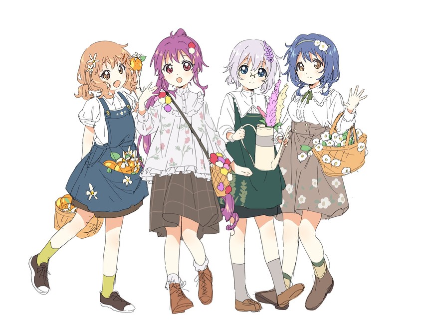 oomuro sakurako, furutani himawari, sugiura ayano, and ikeda chitose (yuruyuri) drawn by namori