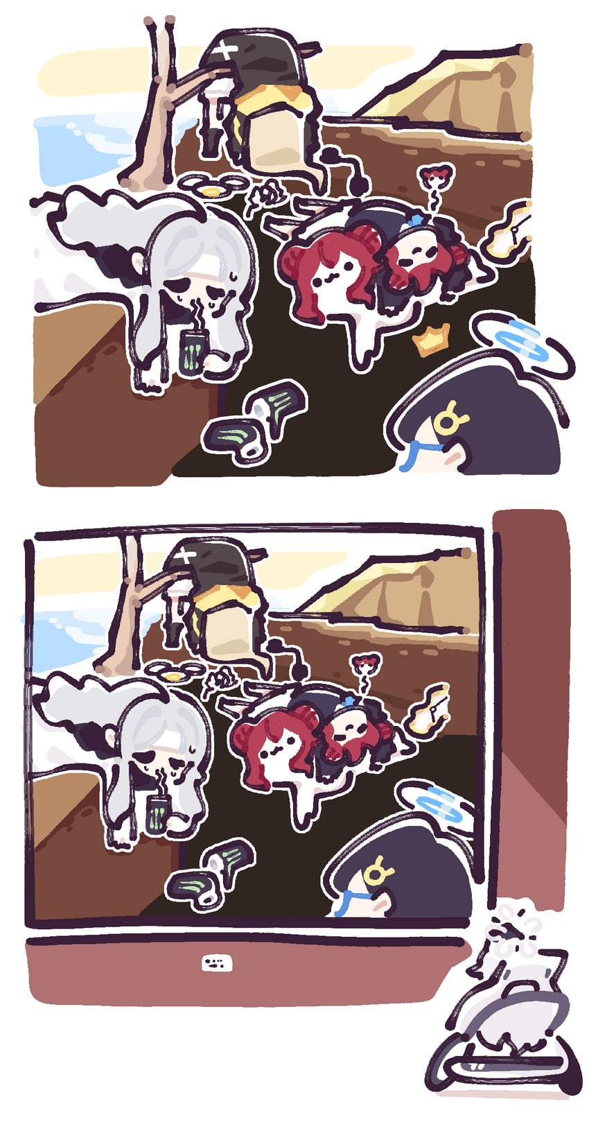 himari, maki, hare, chihiro, kotama, and 1 more (blue archive and 1 more) drawn by 294_(ranaga)