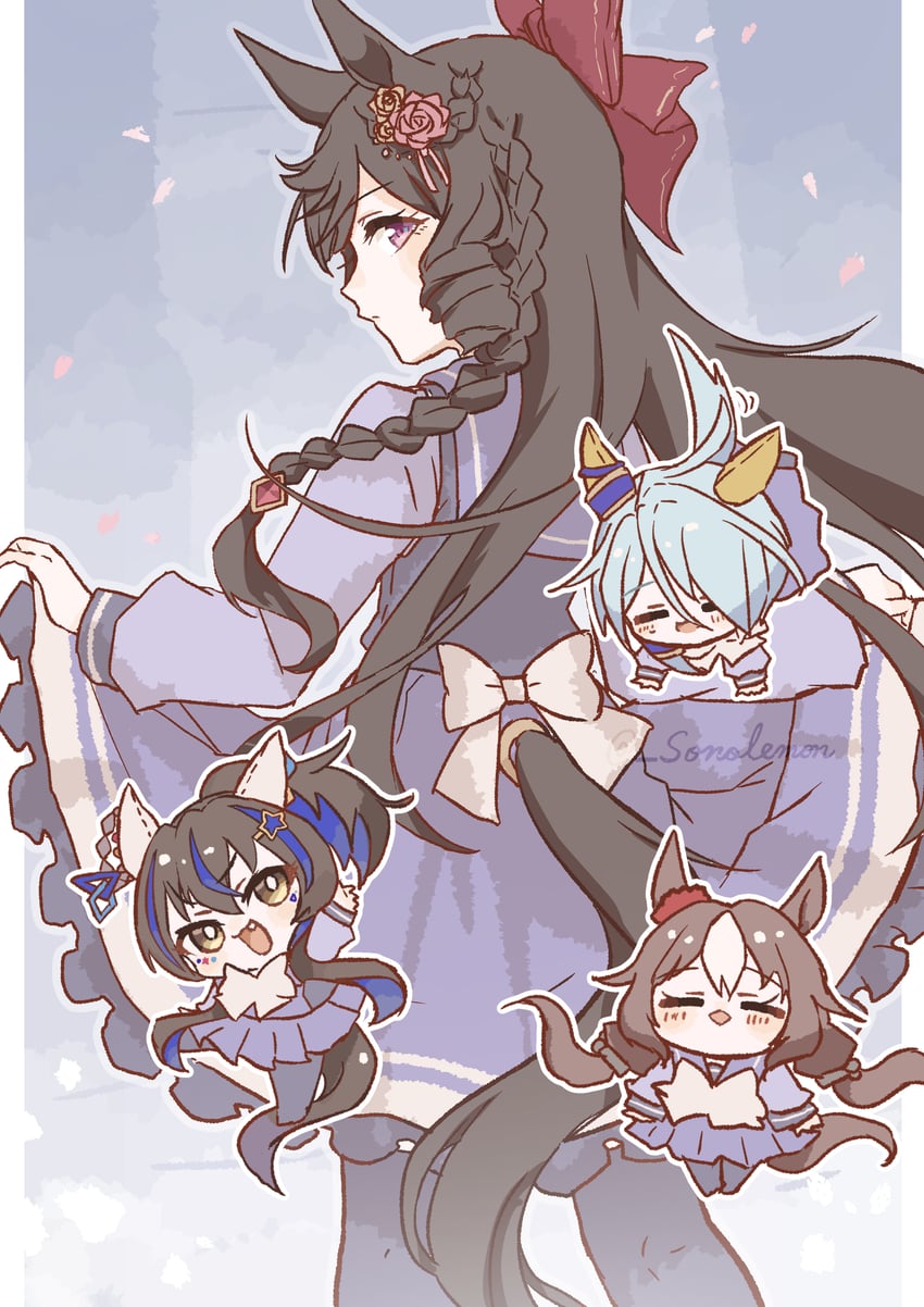 daitaku helios, daiichi ruby, yamanin zephyr, and k.s.miracle (umamusume and 2 more) drawn by izu_lemon