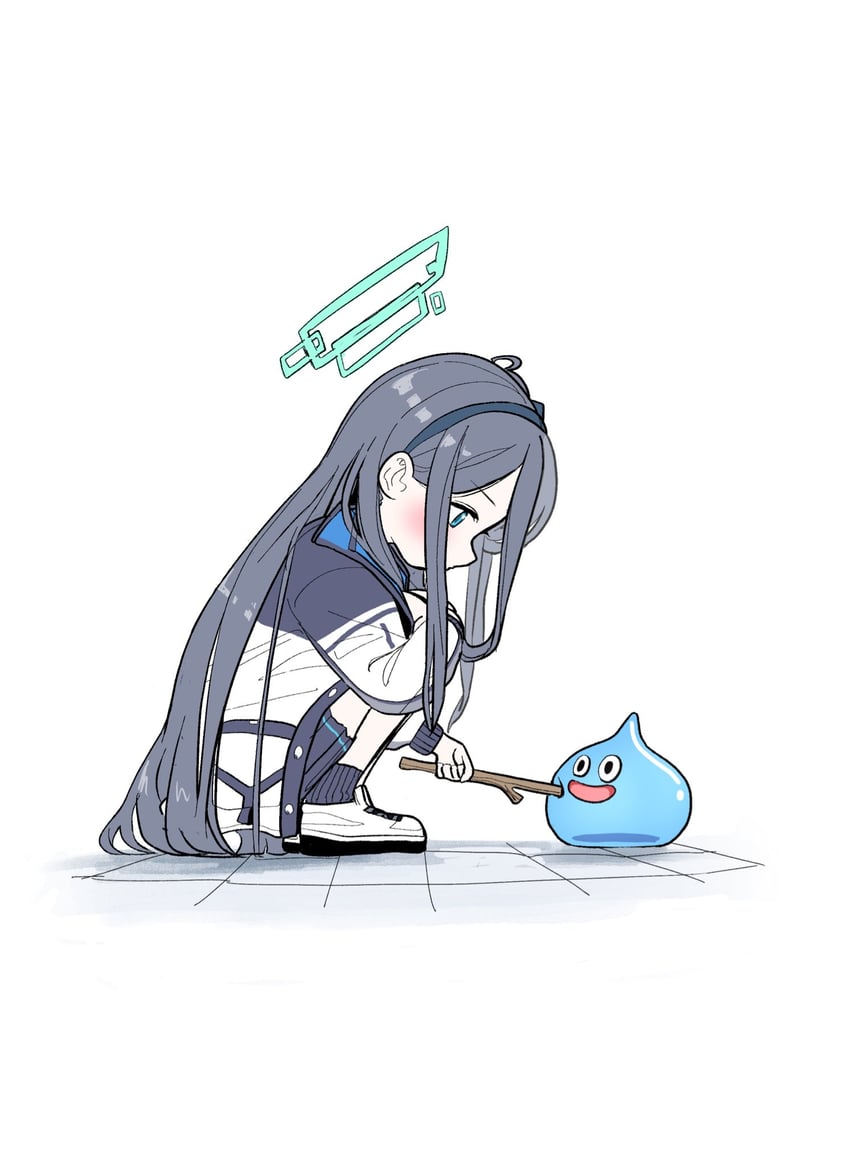 aris and slime (blue archive and 1 more) drawn by takuan_(taku1219oekaki)