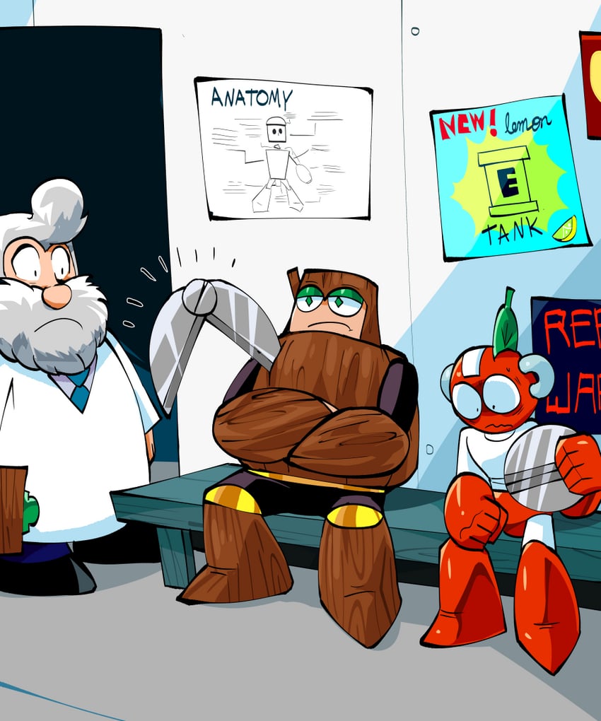 dr. light, cut man, and wood man (mega man and 2 more) drawn by spectrumw