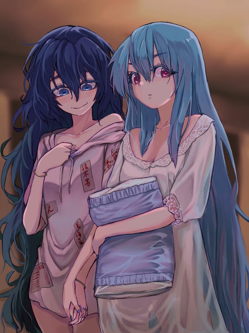 hinanawi tenshi and yorigami shion (touhou) drawn by kaden_(muxt8423)