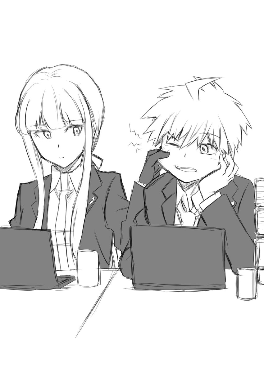 kirigiri kyoko and naegi makoto (danganronpa and 1 more) drawn by karen_(karenendo)