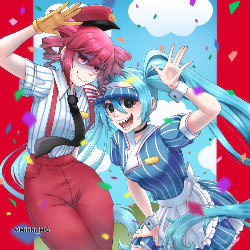 hatsune miku and kasane teto (vocaloid and 2 more) drawn by mikki_mg