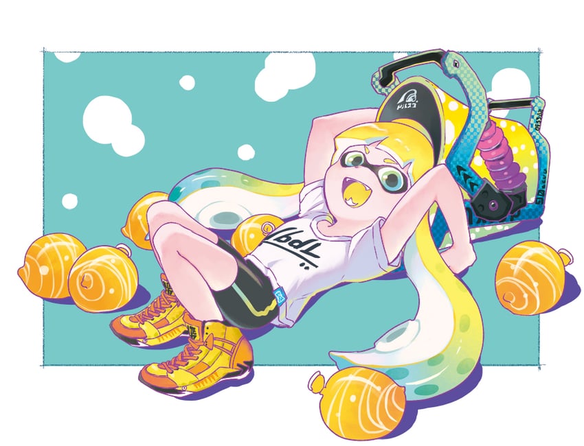 inkling player character and inkling girl (splatoon and 1 more) drawn by nichaku