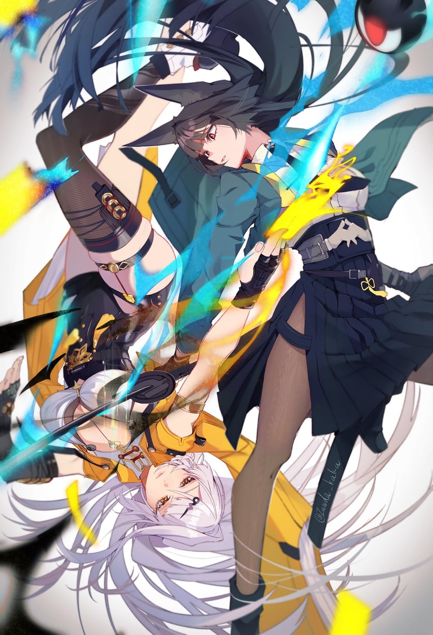 hoshimi miyabi, yixuan, and tailless (zenless zone zero) drawn by zunda_kaku