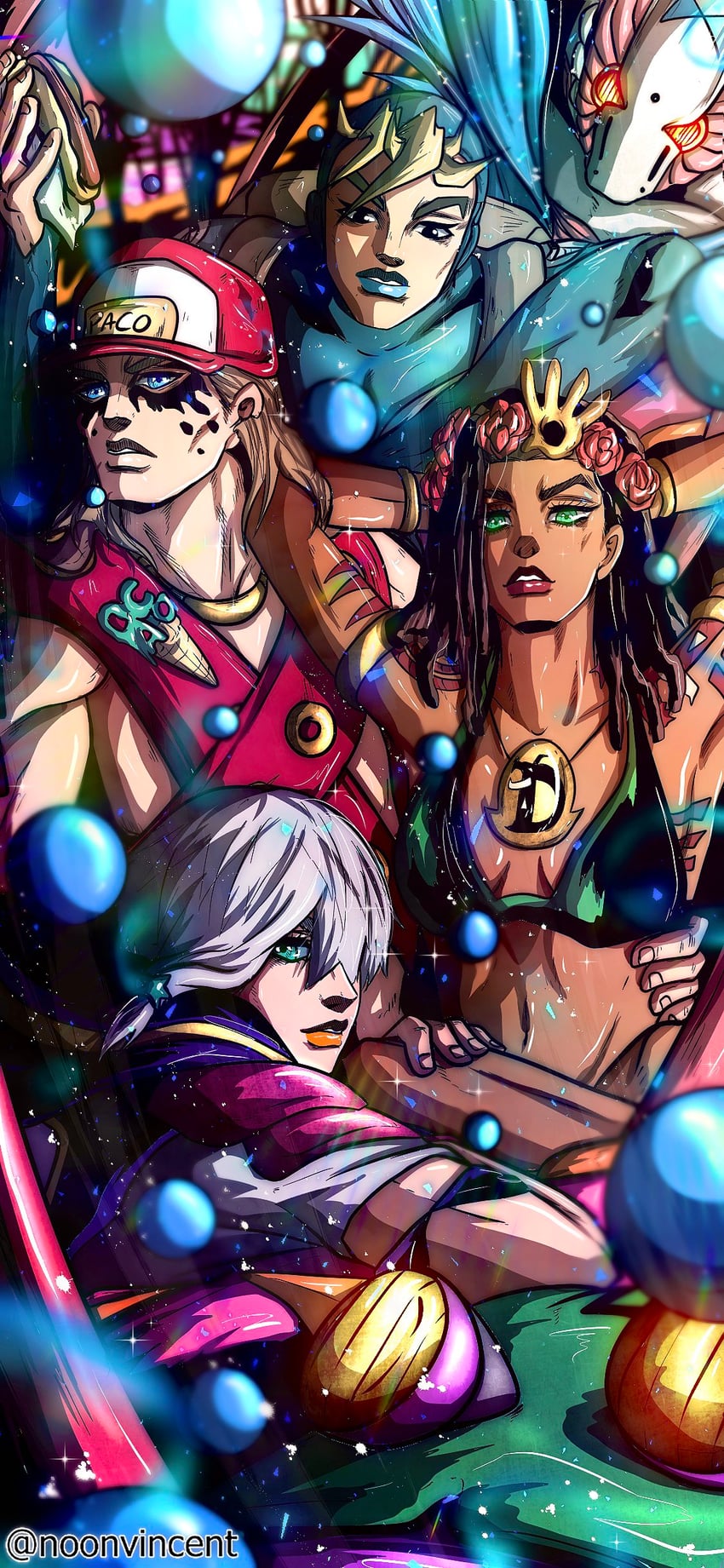 jodio joestar, dragona joestar, usagi aloha'oe, paco laburantes, november rain, and 1 more (jojo no kimyou na bouken and 1 more) drawn by noonvincent