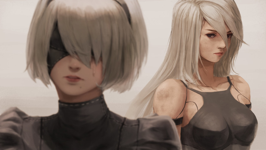 2b and a2 (nier and 1 more) drawn by allen_hsieh