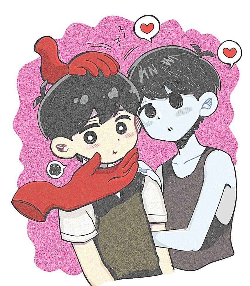 sunny and omori (omori) drawn by shirotsume_143