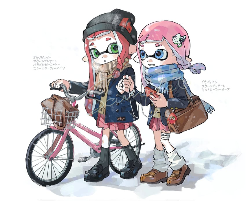 inkling player character and inkling girl (splatoon) drawn by miko_(15476997)