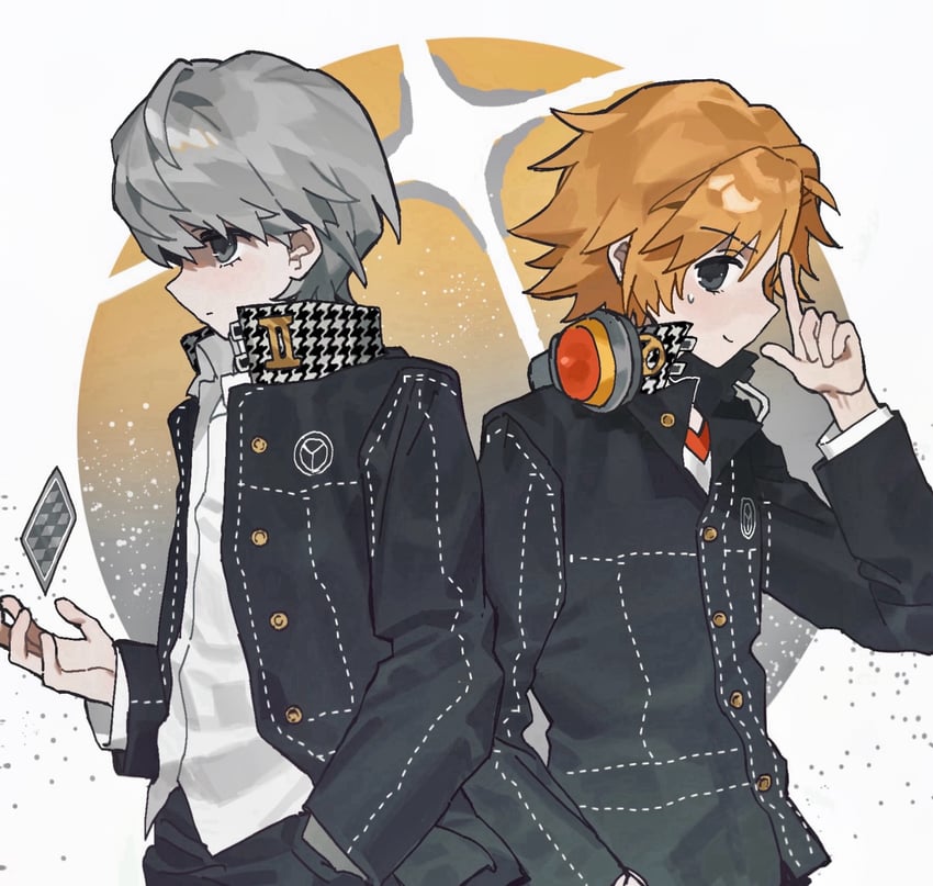 narukami yu and hanamura yousuke (persona and 1 more) drawn by gelato1014