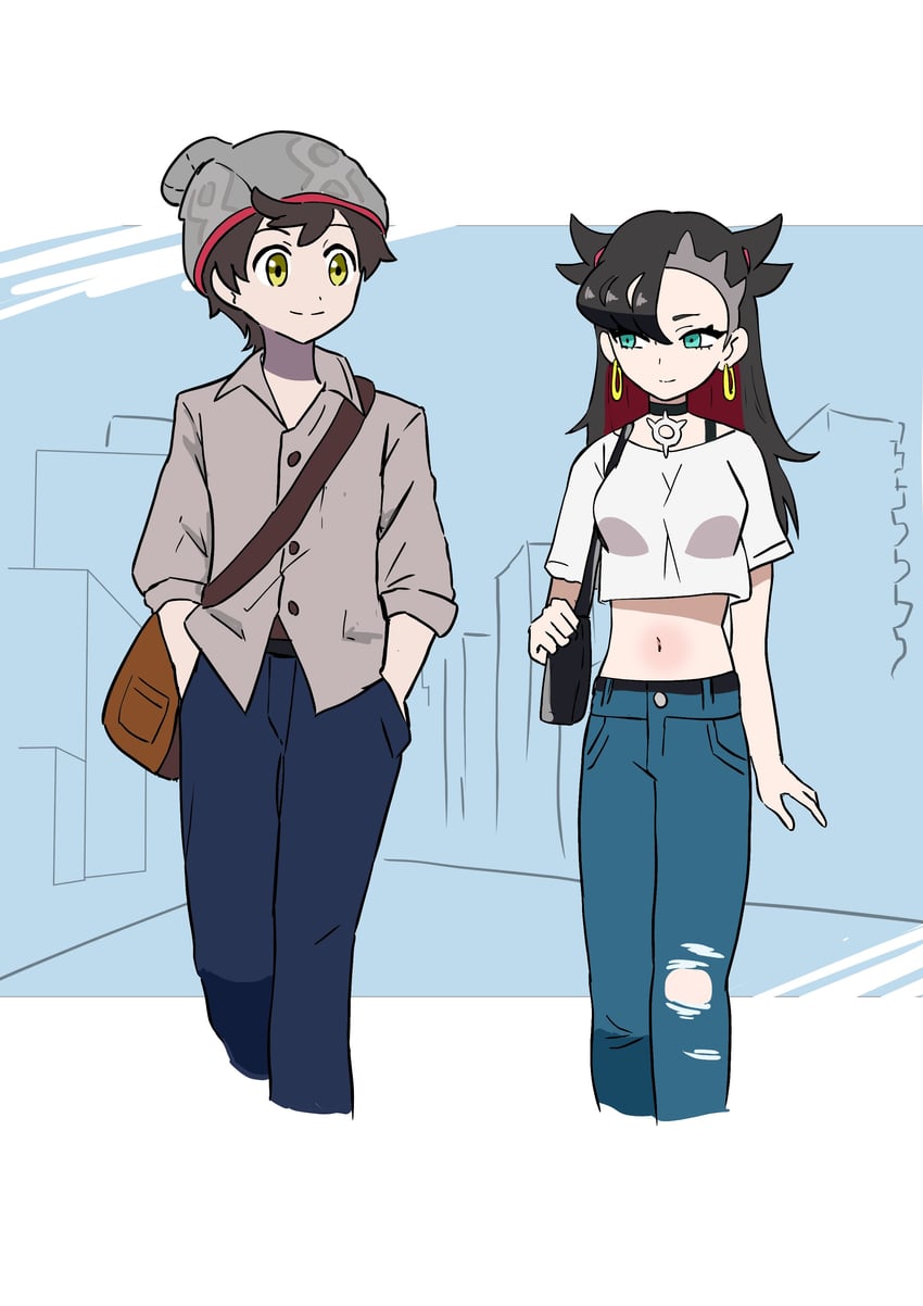 marnie and victor (pokemon and 1 more) drawn by makademia