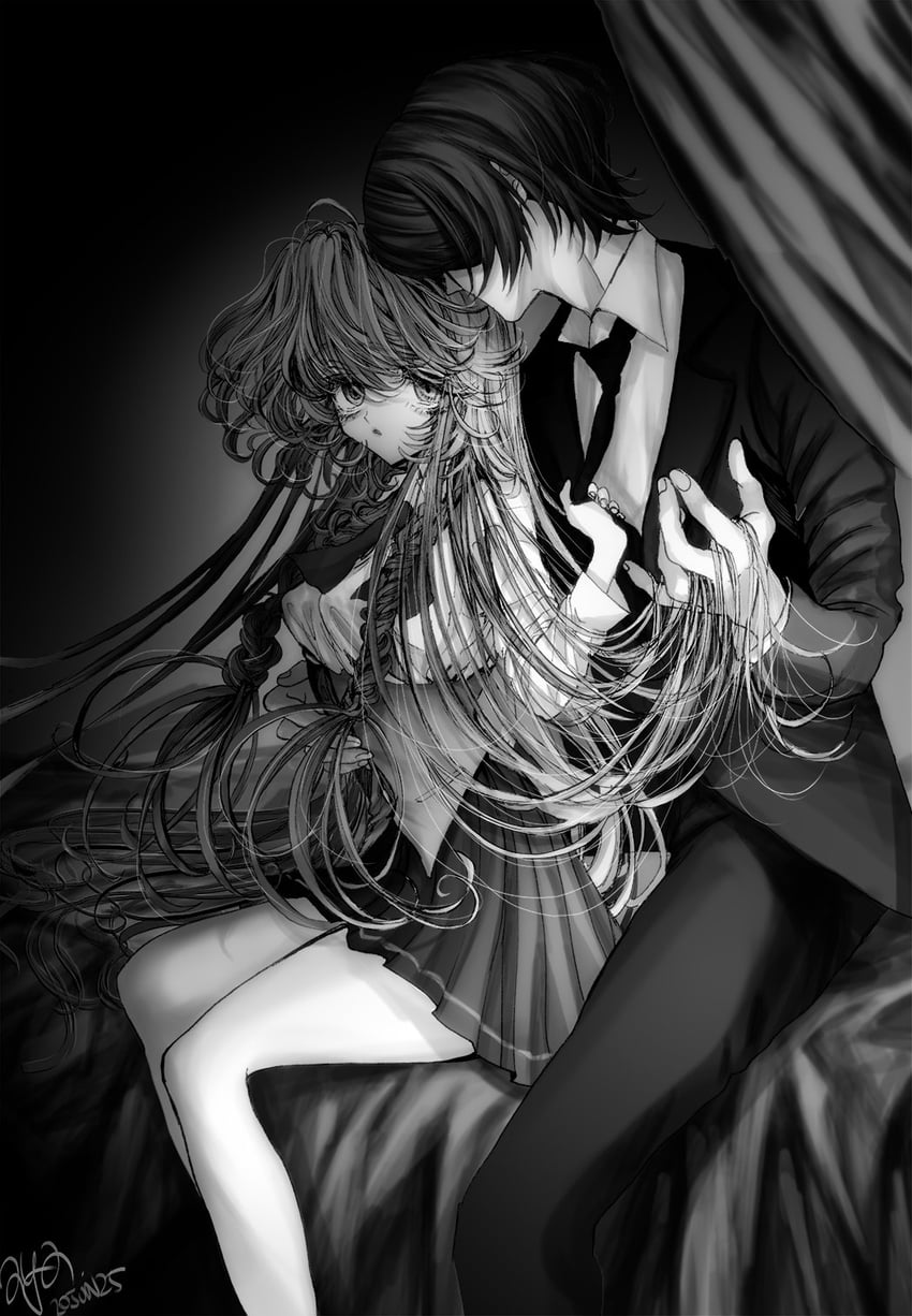 sugamo mutsuki and hitomi hirosuke (sayonara wo oshiete) drawn by aya_carmine