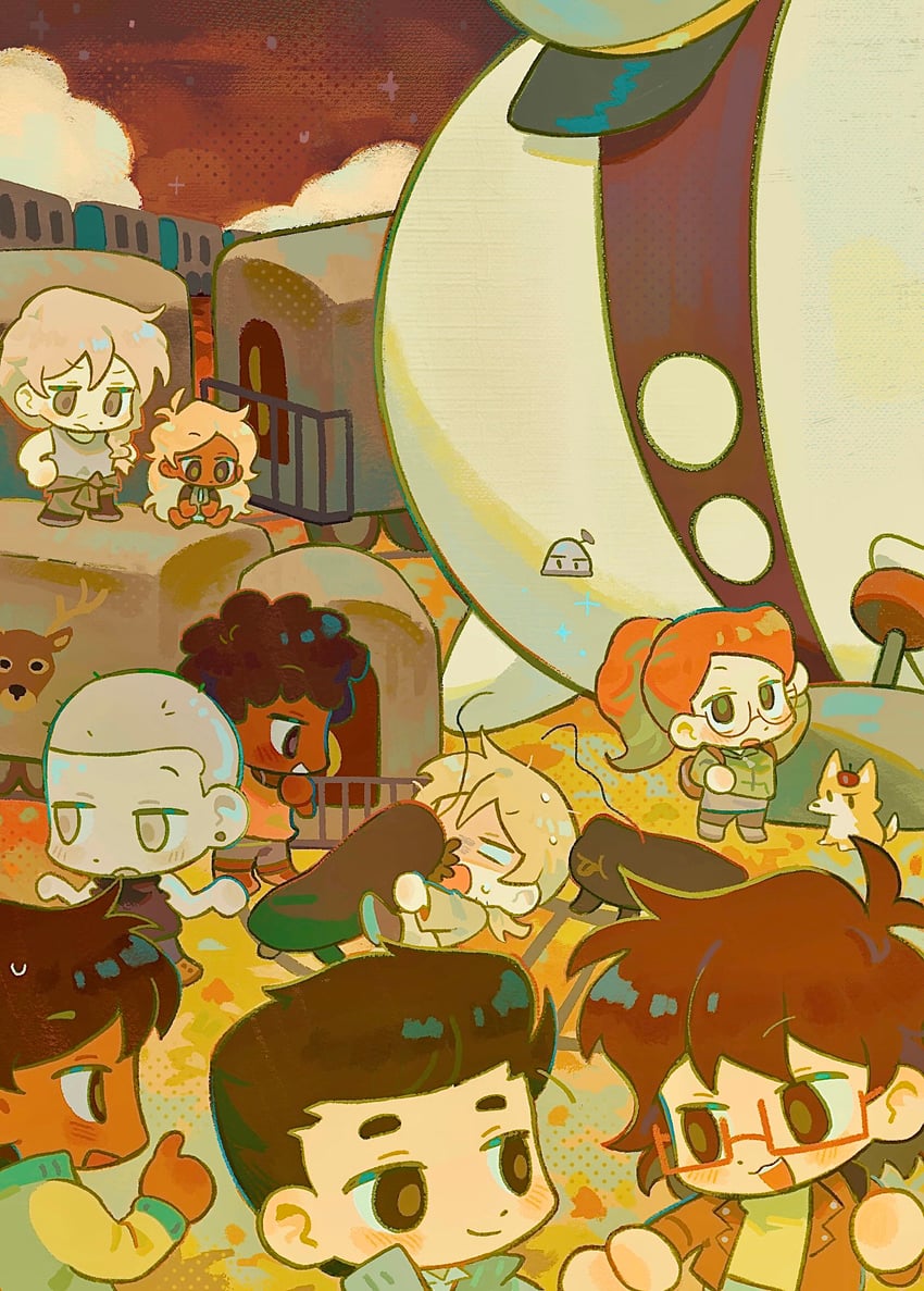tulip olsen, hazel, one-one, atticus, mirror tulip, and 7 more (infinity train) drawn by a-kai202