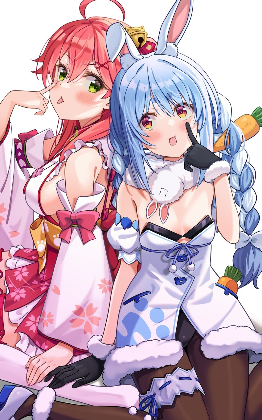 usada pekora, sakura miko, and don-chan (hololive) drawn by kooh_ku