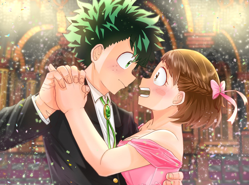 midoriya izuku and uraraka ochaco (boku no hero academia) drawn by yutamako2515