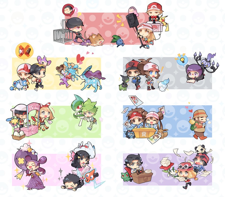 pikachu, dawn, may, rosa, hilda, and 40 more (pokemon and 7 more) drawn by huan_li