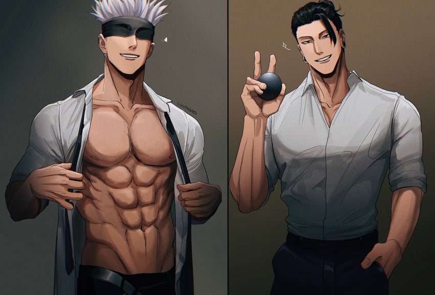 gojou satoru and getou suguru (jujutsu kaisen) drawn by yuana