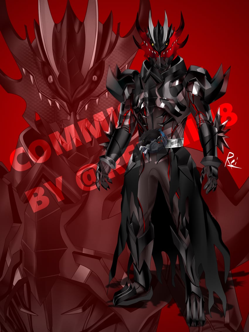 godzilla and godzilla ultima (kamen rider and 3 more) drawn by reiei_8