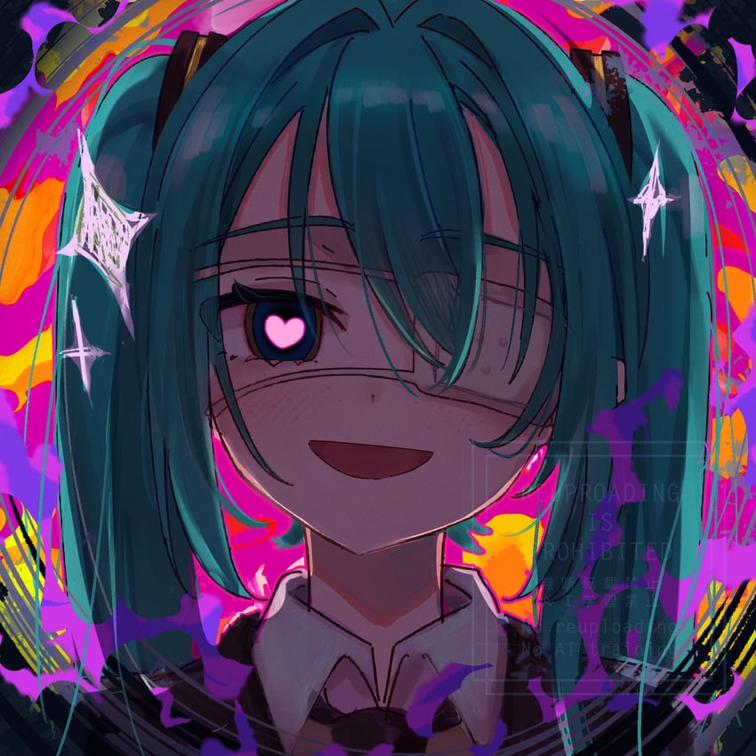 hatsune miku (vocaloid and 1 more) drawn by h_raj_(pixiv_93311327)