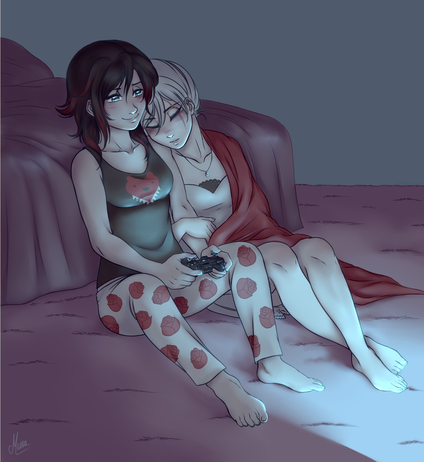 ruby rose and weiss schnee (rwby) drawn by murasaki-yuri